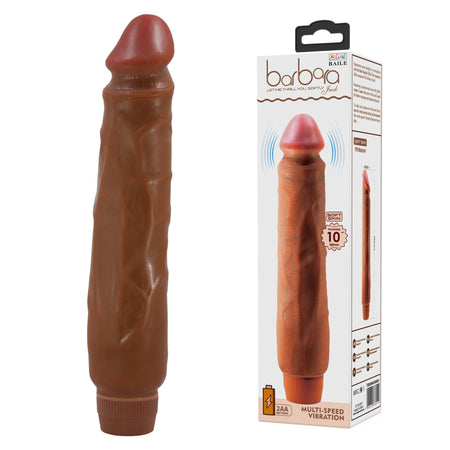 Vibratore dildo realistico anale vaginale vibrante marrone 260 mm