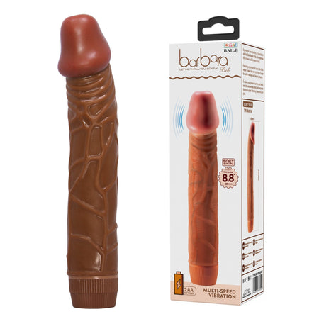 Vibratore dildo realistico anale vaginale vibrante marrone 225 mm
