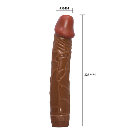 Vibratore dildo realistico anale vaginale vibrante marrone 225 mm