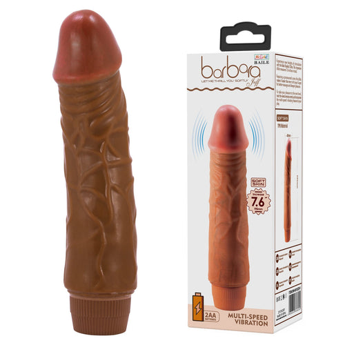 Vibratore dildo realistico anale vaginale vibrante marrone 195 mm