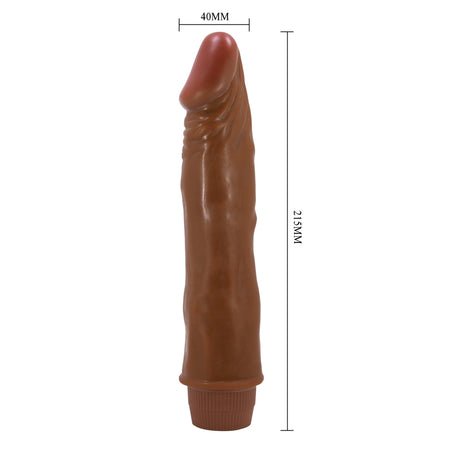 Vibratore dildo realistico anale vaginale vibrante marrone 215 mm