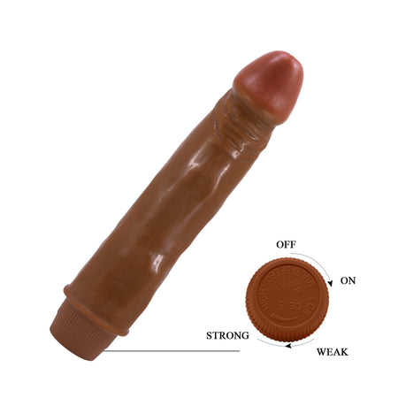 Vibratore dildo realistico anale vaginale vibrante marrone 215 mm