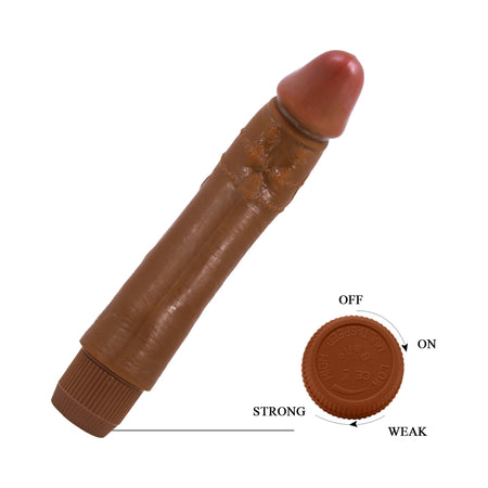 Vibratore dildo realistico anale vaginale vibrante marrone 240 mm