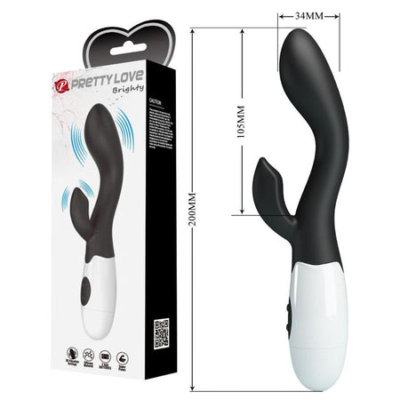 Pretty Love Brighty vibratore rabbit in silicone nero silenzioso 30 funzioni cm 20 x 3