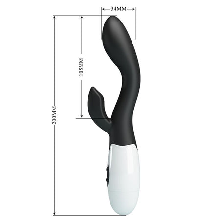 Pretty Love Brighty vibratore rabbit in silicone nero silenzioso 30 funzioni cm 20 x 3