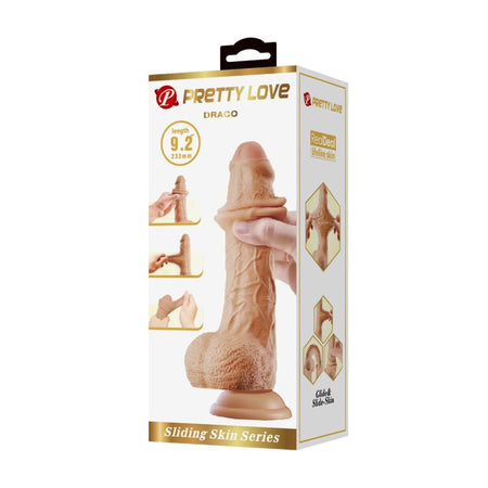 PRETTY LOVE dildo realistico morbido con ventosa e pelle scorrevole rosa carne 23 cm