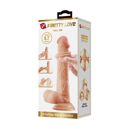 PRETTY LOVE dildo realistico morbido con ventosa e pelle scorrevole rosa carne 22 cm