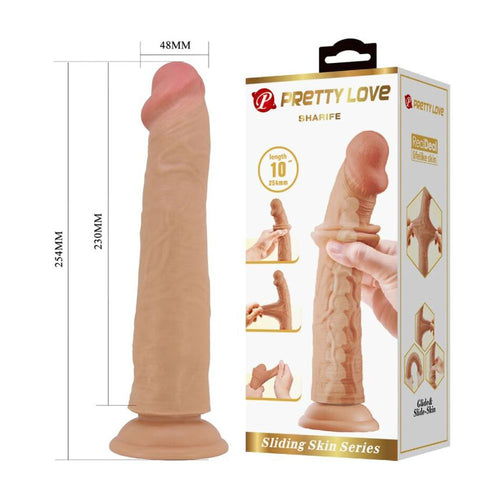 PRETTY LOVE dildo realistico vertebrato con ventosa e pelle scorrevole rosa carne 25 cm
