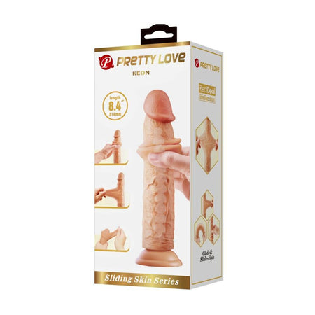 PRETTY LOVE dildo realistico vertebrato con ventosa e pelle scorrevole rosa carne 21 cm