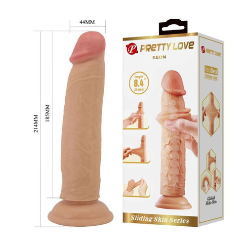 PRETTY LOVE dildo realistico vertebrato con ventosa e pelle scorrevole rosa carne 21 cm