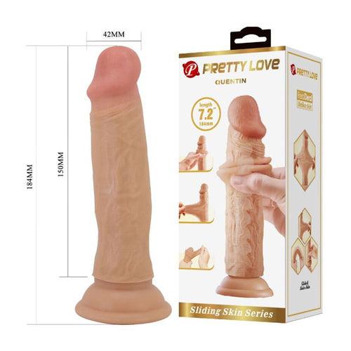 PRETTY LOVE dildo realistico vertebrato con ventosa e pelle scorrevole rosa carne 18 cm