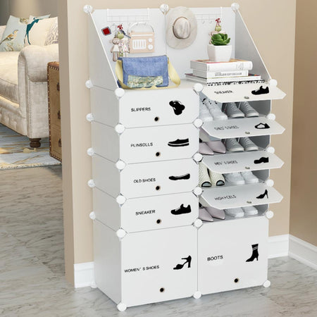 Armadio Scarpiera Modulare 10 Vani Ripiano Superiore Componibile 95 x 37 H 140 cm