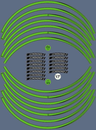 KIT STRISCE ADESIVE VERDI compatibili per CERCHI 17 MOTO KAWASAKI Z1000 Adesivi