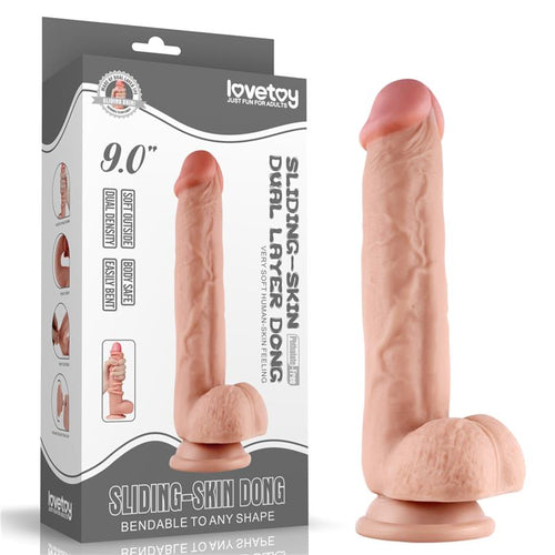 LOVETOY DILDO CON PELLE SCORREVOLE FALLO IPERREALISTICO 24 CM