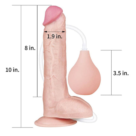 Dildo realistico gigante estremo rosa carne da 25 cm con squirting eiaculazione schizzante e ventosa