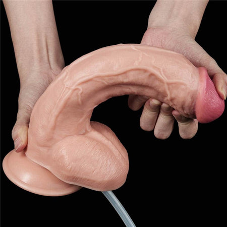 Dildo realistico gigante estremo rosa carne da 25 cm con squirting eiaculazione schizzante e ventosa