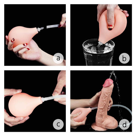 Dildo realistico gigante estremo rosa carne da 25 cm con squirting eiaculazione schizzante e ventosa