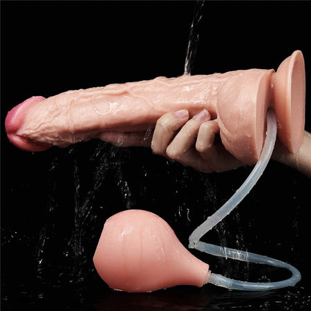 Dildo realistico gigante estremo rosa carne da 25 cm con squirting eiaculazione schizzante e ventosa