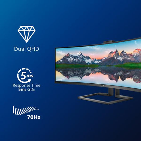 PHILIPS MONITOR CURVO 49 LED VA SUPERWIDE 32:9 5120X1440 5MS 450CDM, HDMI/DP/USB, WEBCAM, DOCKING STATION USB-C, MULTIMEDIALE