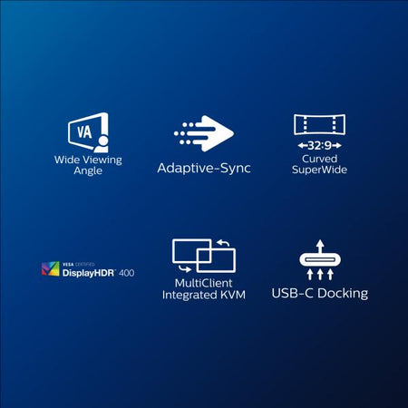 PHILIPS MONITOR CURVO 49 LED VA SUPERWIDE 32:9 5120X1440 5MS 450CDM, HDMI/DP/USB, WEBCAM, DOCKING STATION USB-C, MULTIMEDIALE