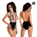 Glossy Kiara Body scollato wetlook nero e rete beige con ricamo floreale nero taglia M