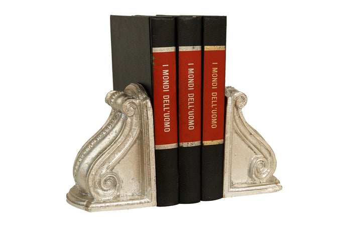 Biscottini Coppia fermalibri legno argento anticato 23x12x18 Made in Italy Biscottini