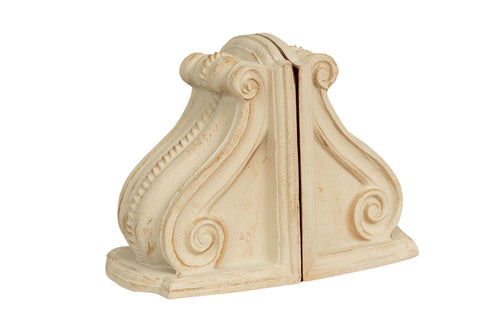 Biscottini Coppia Fermalibri Biscottini Legno Bianco Anticato Shabby Chic Artigianale