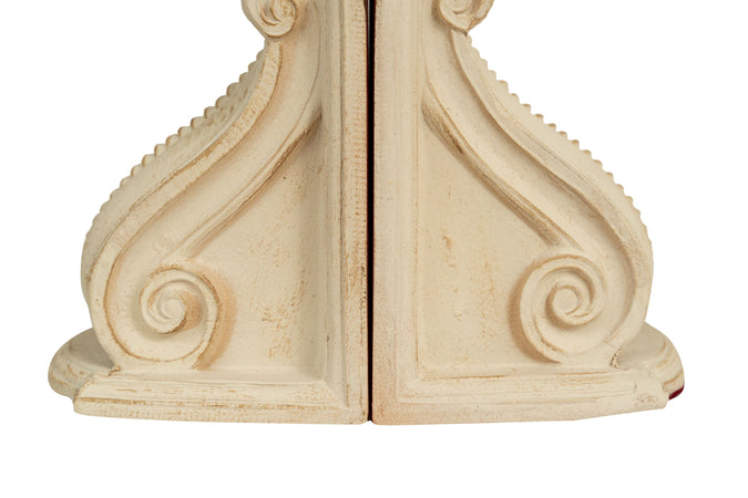 Biscottini Coppia Fermalibri Biscottini Legno Bianco Anticato Shabby Chic Artigianale