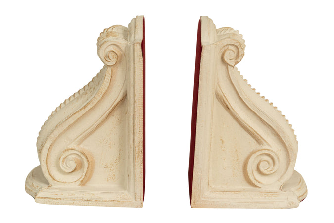 Biscottini Coppia Fermalibri Biscottini Legno Bianco Anticato Shabby Chic Artigianale