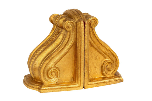 Biscottini Coppia fermalibri in legno finitura foglia oro anticato Made in Italy