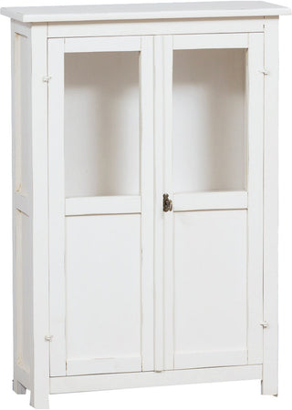 Biscottini Biscottini Vetrinetta Country Legno Tiglio Bianco Anticato 68x25x98 Made Italy