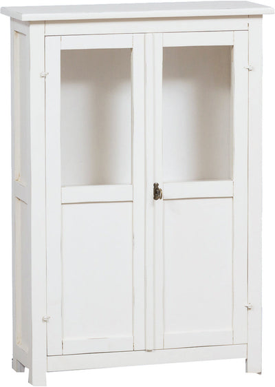 Biscottini Vetrinetta Country in legno massello di tiglio finitura bianca anticata L68xPR25xH98 cm. Made in Italy