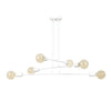 Lampadario Industrial 6 Luci Multiplo In Acciaio Bianco A Bracci
