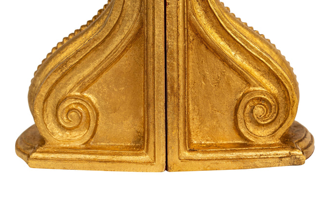 Biscottini Coppia fermalibri in legno finitura foglia oro anticato Made in Italy