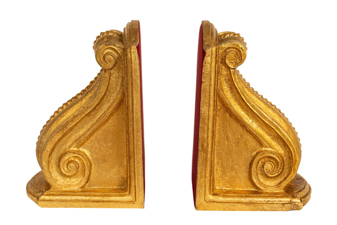 Biscottini Coppia fermalibri in legno finitura foglia oro anticato Made in Italy