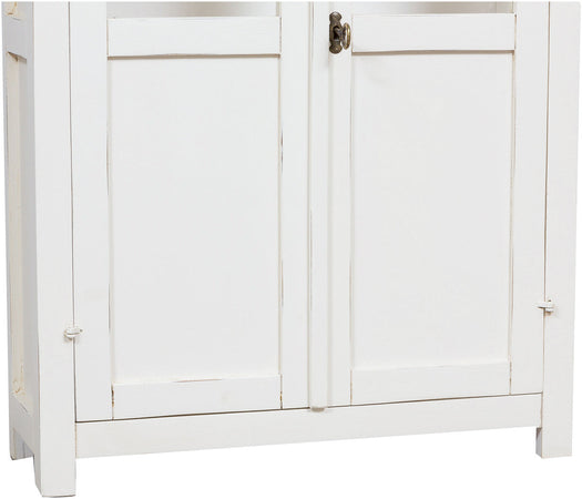 Biscottini Biscottini Vetrinetta Country Legno Tiglio Bianco Anticato 68x25x98 Made Italy