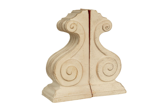 Biscottini Coppia Fermalibri Biscottini Legno Bianco Anticato 21x10x23 Arredamento Made