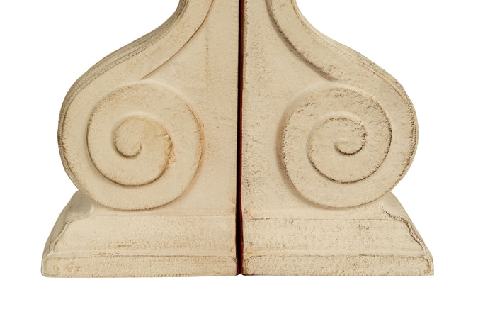 Biscottini Coppia Fermalibri Biscottini Legno Bianco Anticato 21x10x23 Arredamento Made