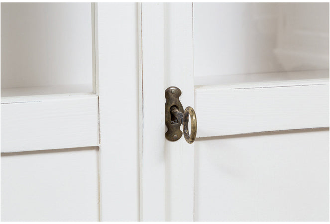 Biscottini Biscottini Vetrinetta Country Legno Tiglio Bianco Anticato 68x25x98 Made Italy