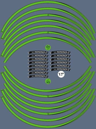 KIT STRISCE ADESIVE VERDI compatibili per CERCHI 17 MOTO KAWASAKI Z1000 TUNING