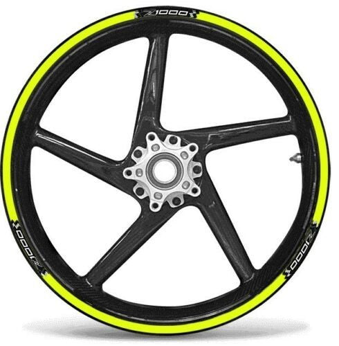 KIT STRISCE ADESIVE compatibili per CERCHI 17 MOTO KAWASAKI Z1000 - GIALLO FLUO