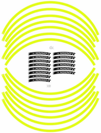 KIT STRISCE ADESIVE compatibili per CERCHI 17 MOTO KAWASAKI Z1000 - GIALLO FLUO