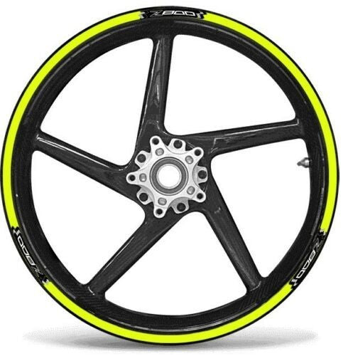 KIT STRISCE ADESIVE compatibili per CERCHI 17 MOTO KAWASAKI Z800- GIALLO FLUO