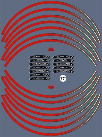 KIT STRISCE ADESIVE compatibili per CERCHI 17 MOTO KAWASAKI Z900 Adesivi tuning