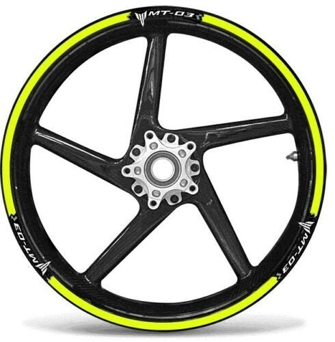 KIT STRISCE ADESIVE compatibili per CERCHI 17 MOTO MT03 YAMAHA MT-03 GIALLO FLUO