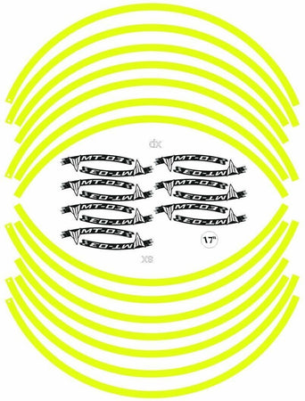 KIT STRISCE ADESIVE compatibili per CERCHI 17 MOTO MT03 YAMAHA MT-03 GIALLO FLUO