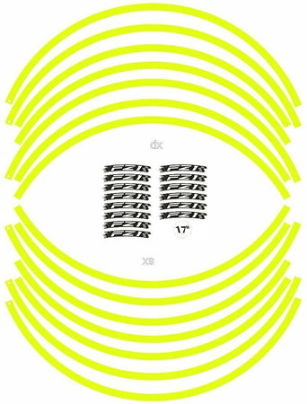 KIT STRISCE ADESIVE compatibili per CERCHI 17 MOTO NAKED YAMAHA FZ1 GIALLO FLUO