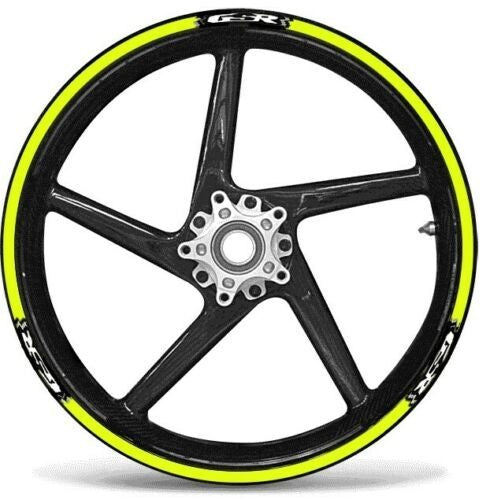KIT STRISCE ADESIVE compatibili per CERCHI 17 MOTO SUZUKI GSR - GIALLO FLUO