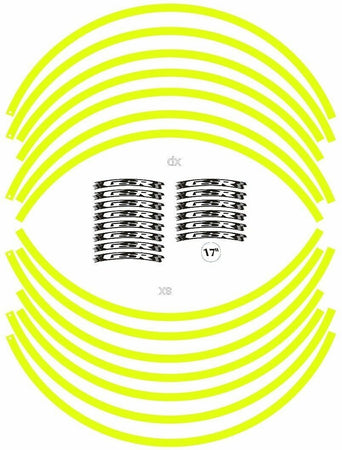 KIT STRISCE ADESIVE compatibili per CERCHI 17 MOTO SUZUKI GSR - GIALLO FLUO