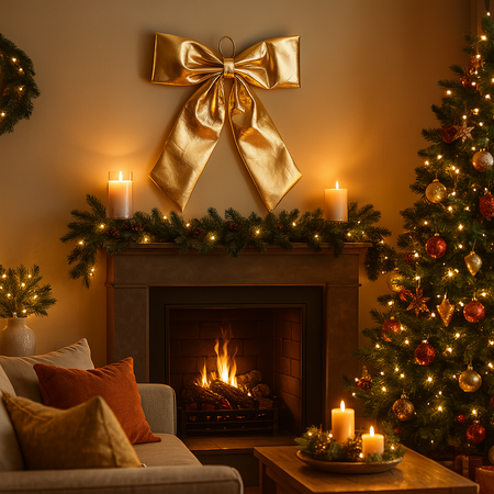 Fiocco di natale lucido da muro per decorazione natalizia h 80 cm